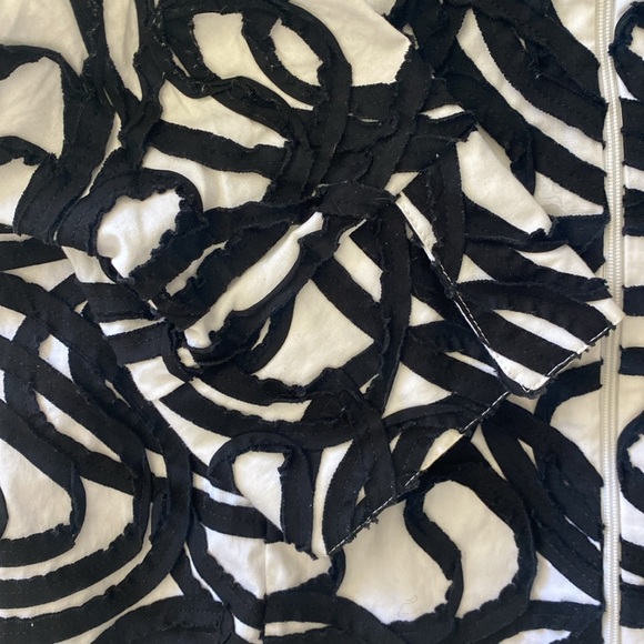 Samuel Dong Black White Ribbon Applique Jacket size Medium - Picture 4 of 5